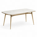 Table à manger marbre blanc pieds métal doré 180x90x75 cm