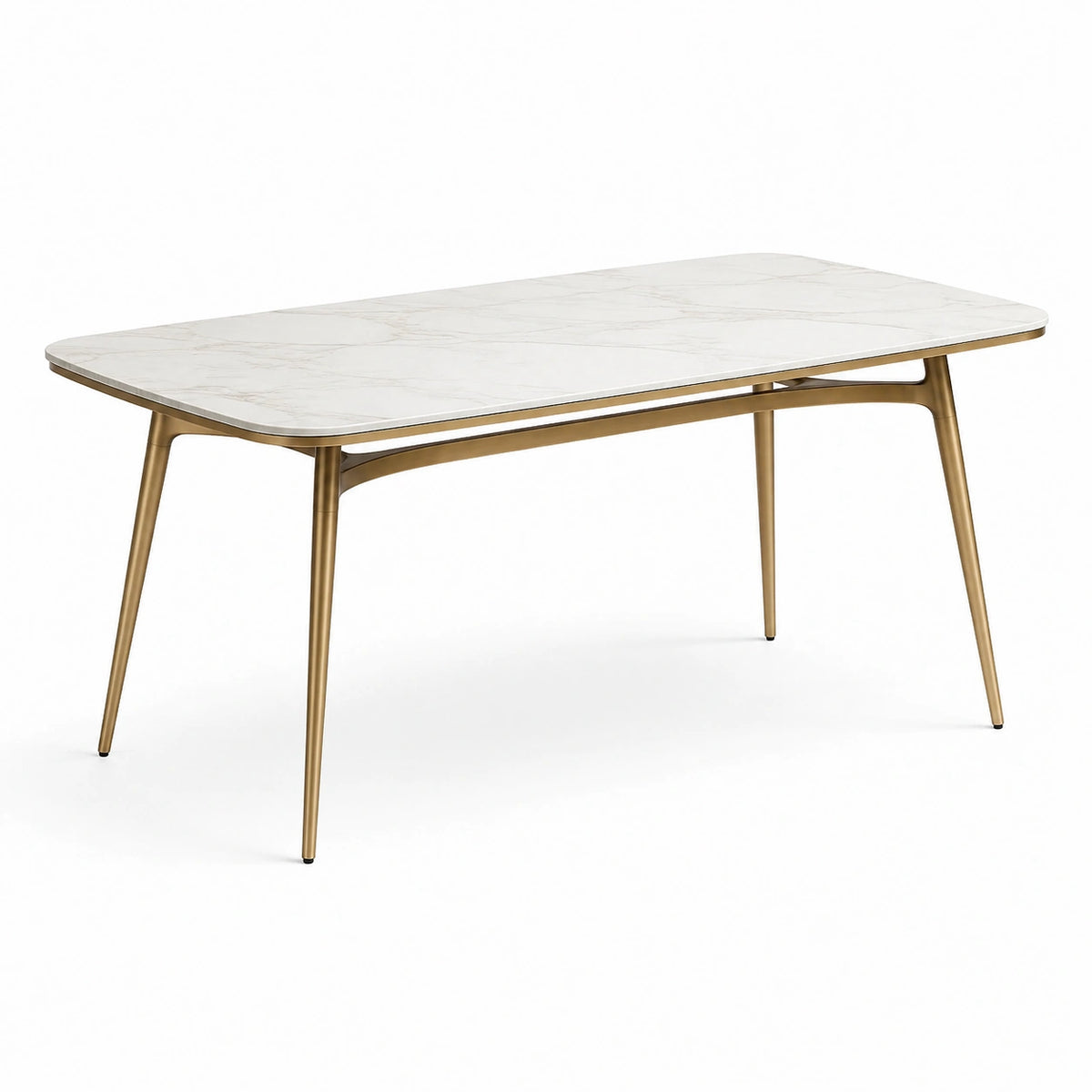 Table à manger marbre blanc pieds métal doré 180x90x75 cm