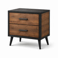 Table de chevet en bois brun et noir avec pieds en MDF