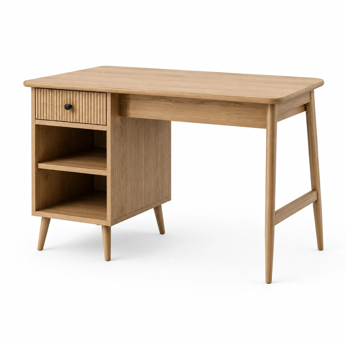 Bureau en bois chêne avec tiroir et étagères 120x60x75 cm