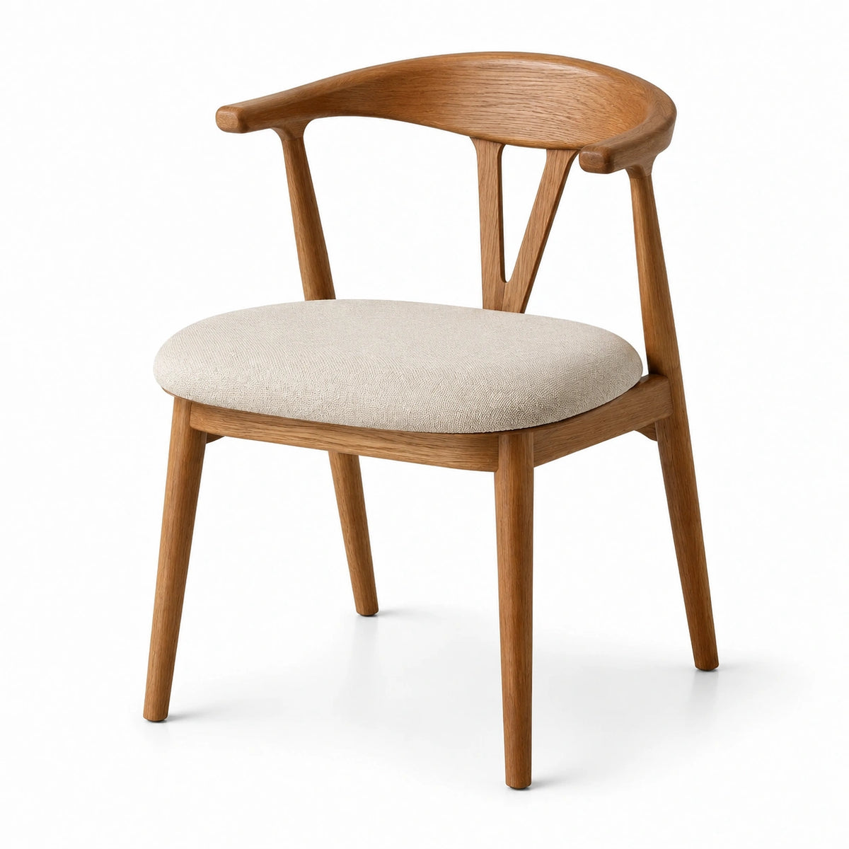 Chaise en bois de chêne avec assise en lin beige