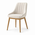 Chaise en tissu crème avec pieds en chêne
