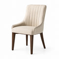 Chaise en bois avec revêtement en tissu polyester beige