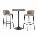 Ensemble table haute en métal et tabourets en similicuir taupe