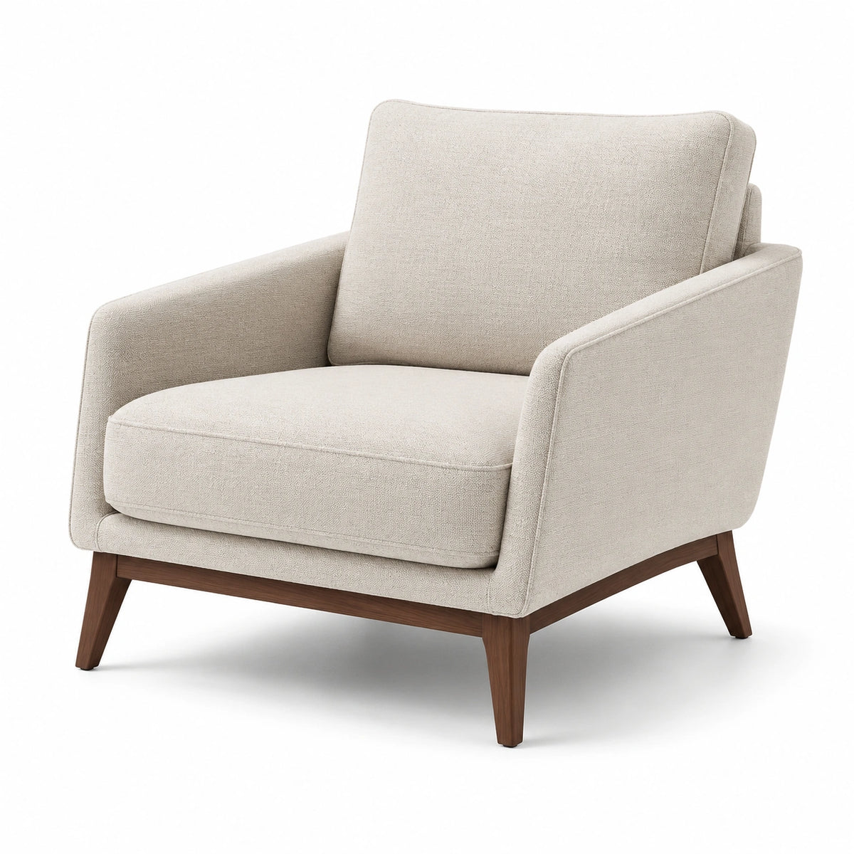 Fauteuil en bois et tissu beige