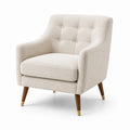 Fauteuil en tissu bouclé beige avec pieds en bois massif