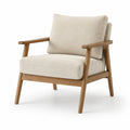 Fauteuil en chêne avec revêtement polyester beige