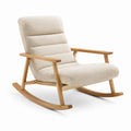 Fauteuil à bascule en bois et tissu beige