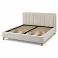 Lit double en bois et tissu beige 140x200 cm